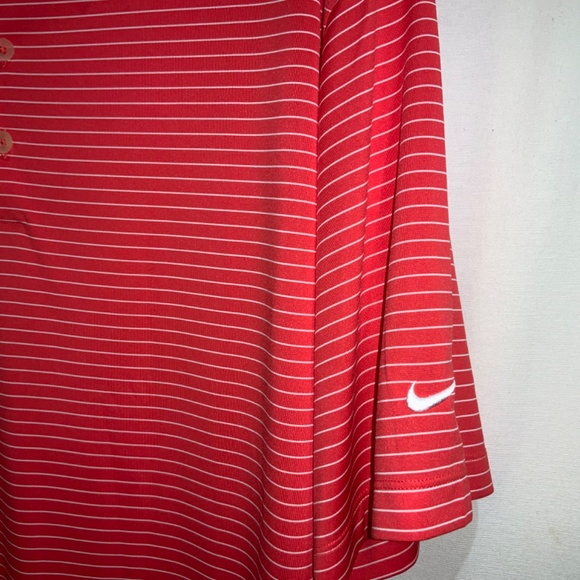 NIKE Golf Polo Sz XL Red Striped Dri-Fit Poly Lightweight Short Sleeve - Picture 3 of 7